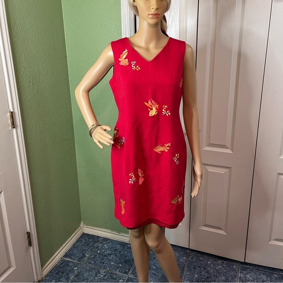 Annie Alexander Embroidered Fish Midi Dress - Picture 1 of 8